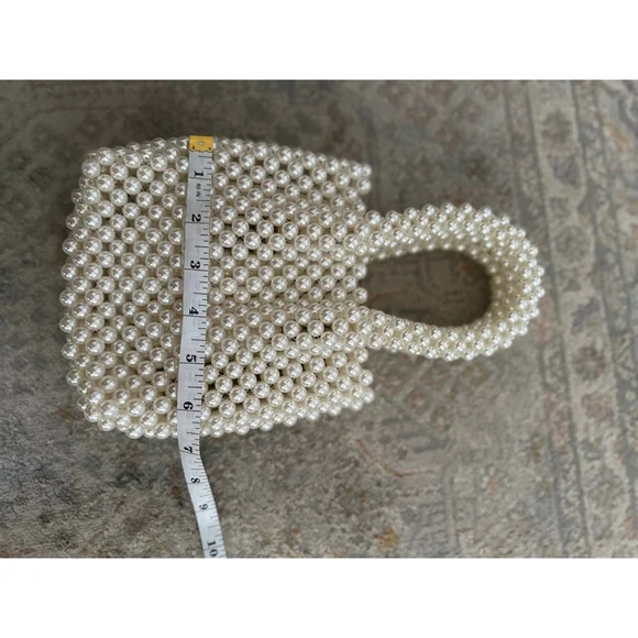 Women's Unbranded White Pearl Beaded Mini Bag One Size - Picture 3 of 5